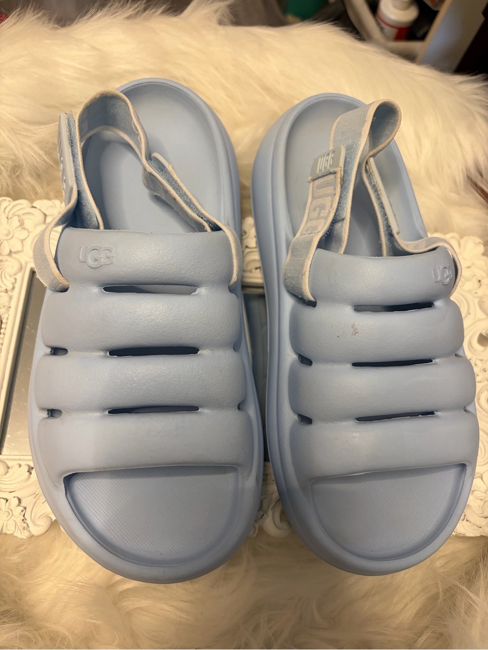 UGG light Blue Puffy Slide Sandals